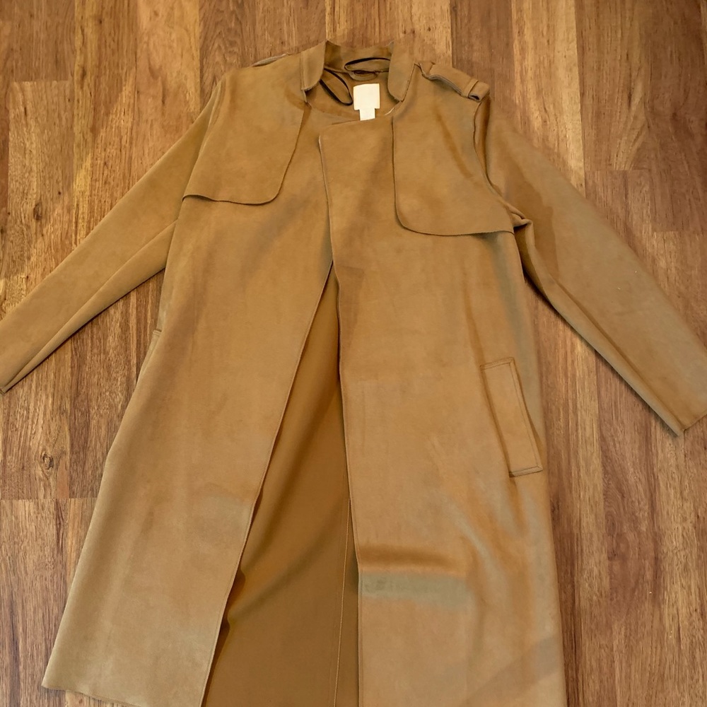 Trench coat faux suede with belt